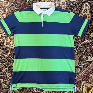 Vintage GAP 1969 Green and navy Blue Striped Polo Shirt